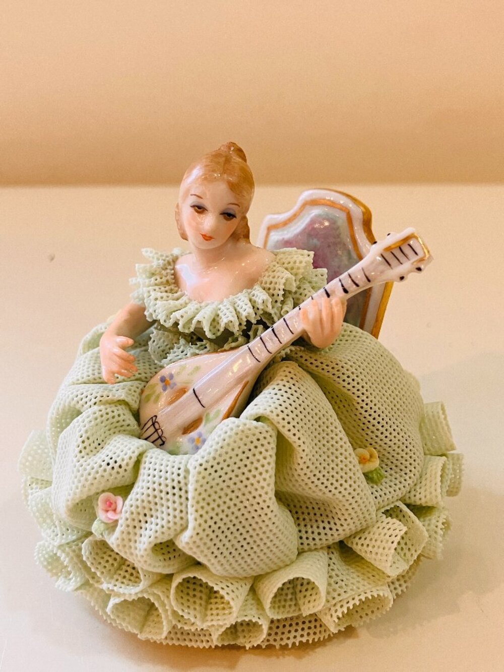 Irish Dresden 'Evelyn' Figurine, Porcelain Lace - Celtic Melodie, Emerald